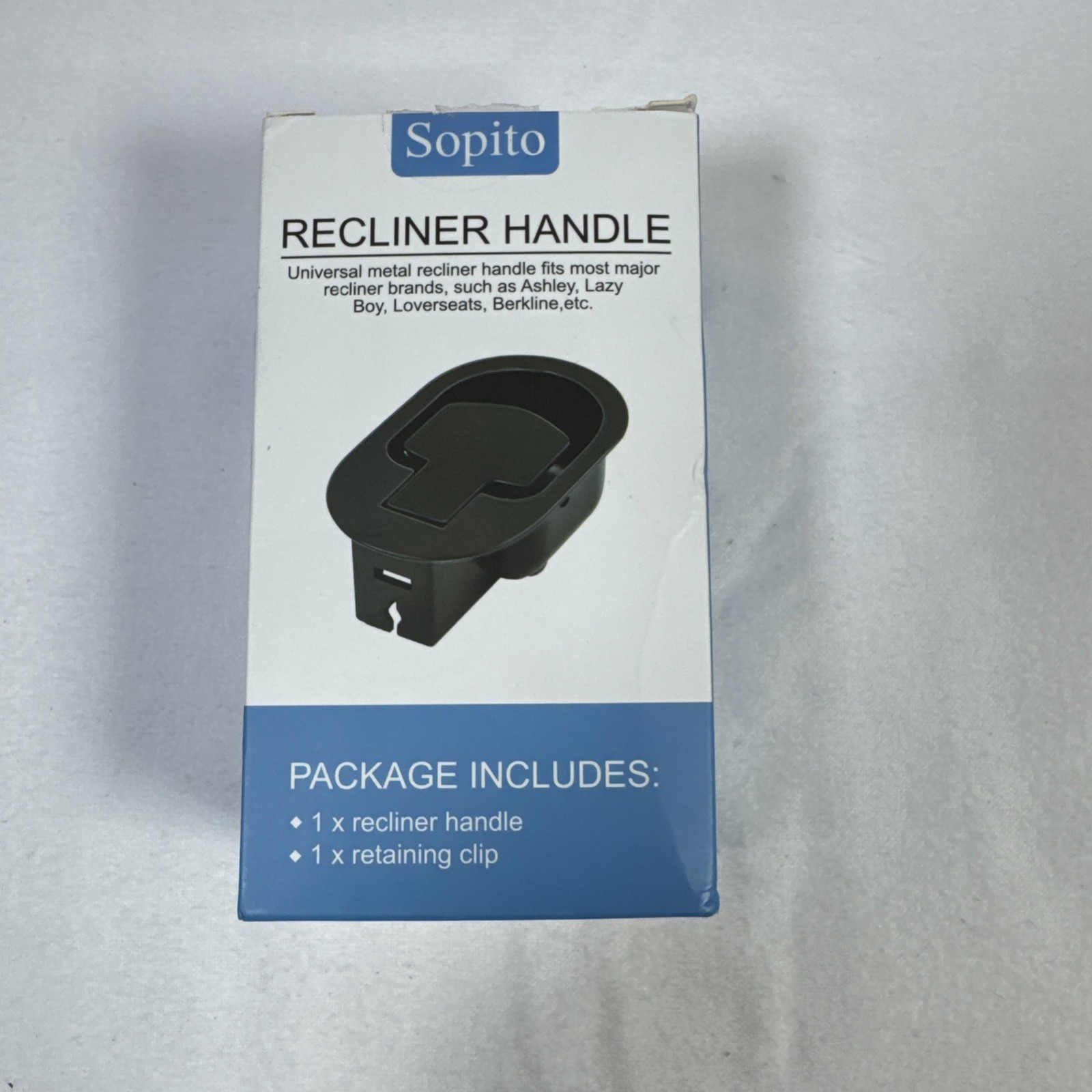 Recliner Handle Pull Sopito Universal All-Metal with Retaining Clip Black