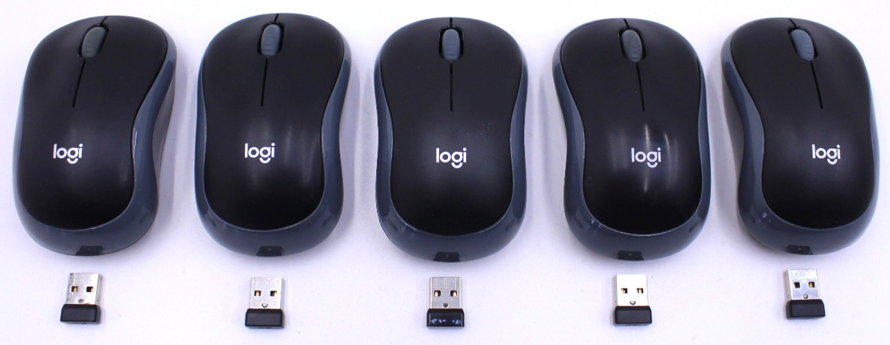 Lot of 5 Logitech Logi Wireless Mouse M185 w/ USB Dongle- Tested
