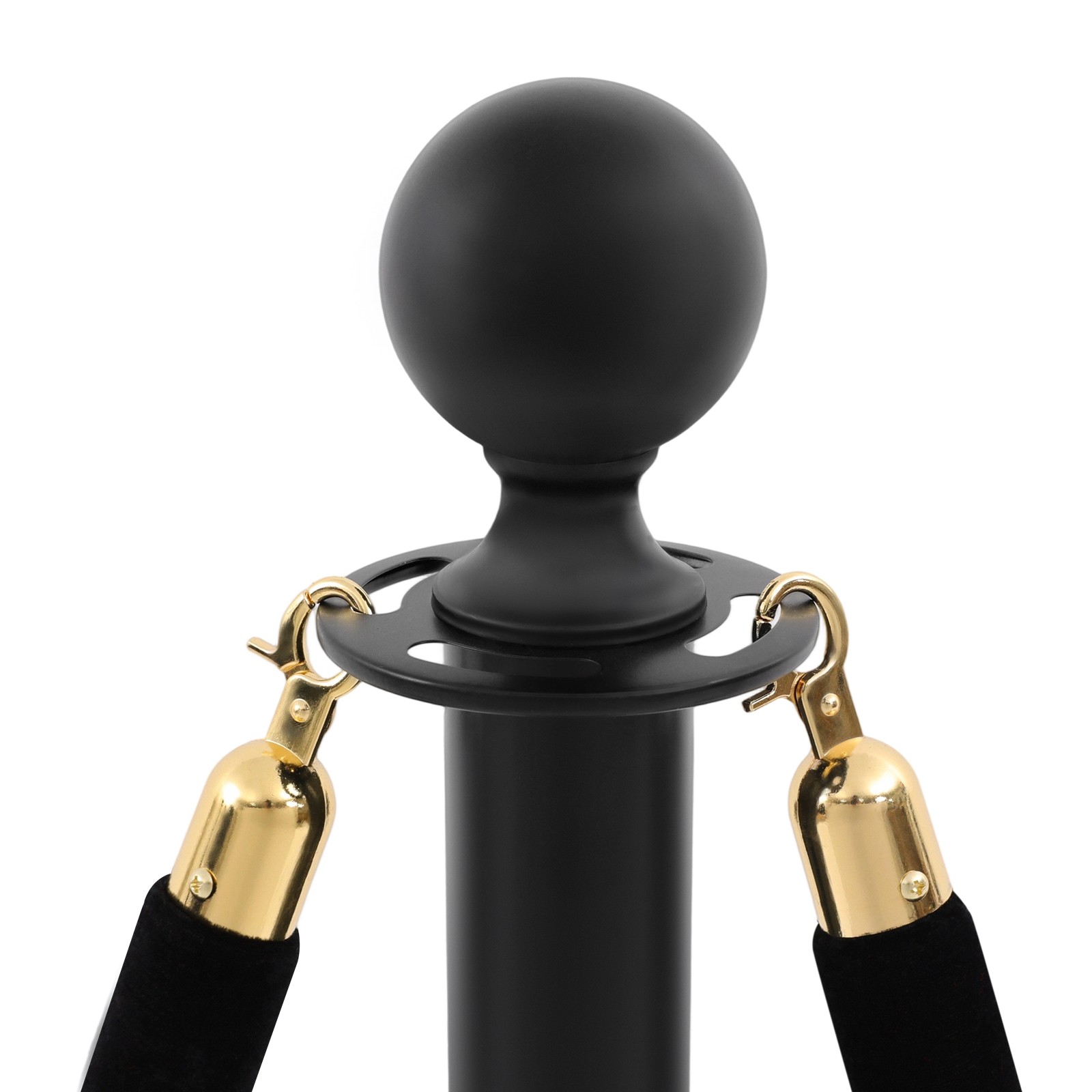6 PCS Black Stanchion Posts Queue Pole with 4 1.5M Ropes Crowd Control Barrier