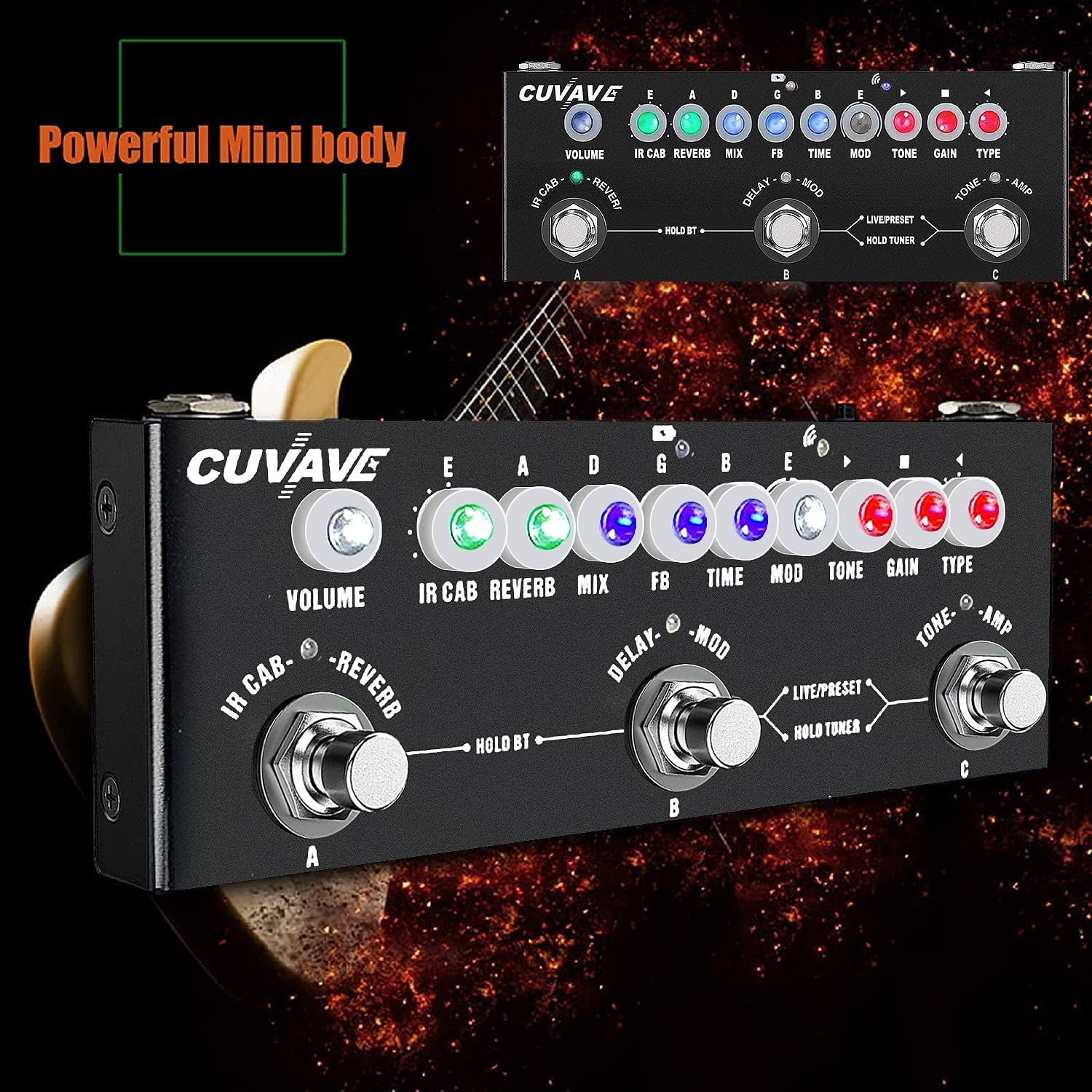 Multi Effects Guitar Pedal,Cube Baby Guitar Multi Effects Pedal Delay Chorus Pha