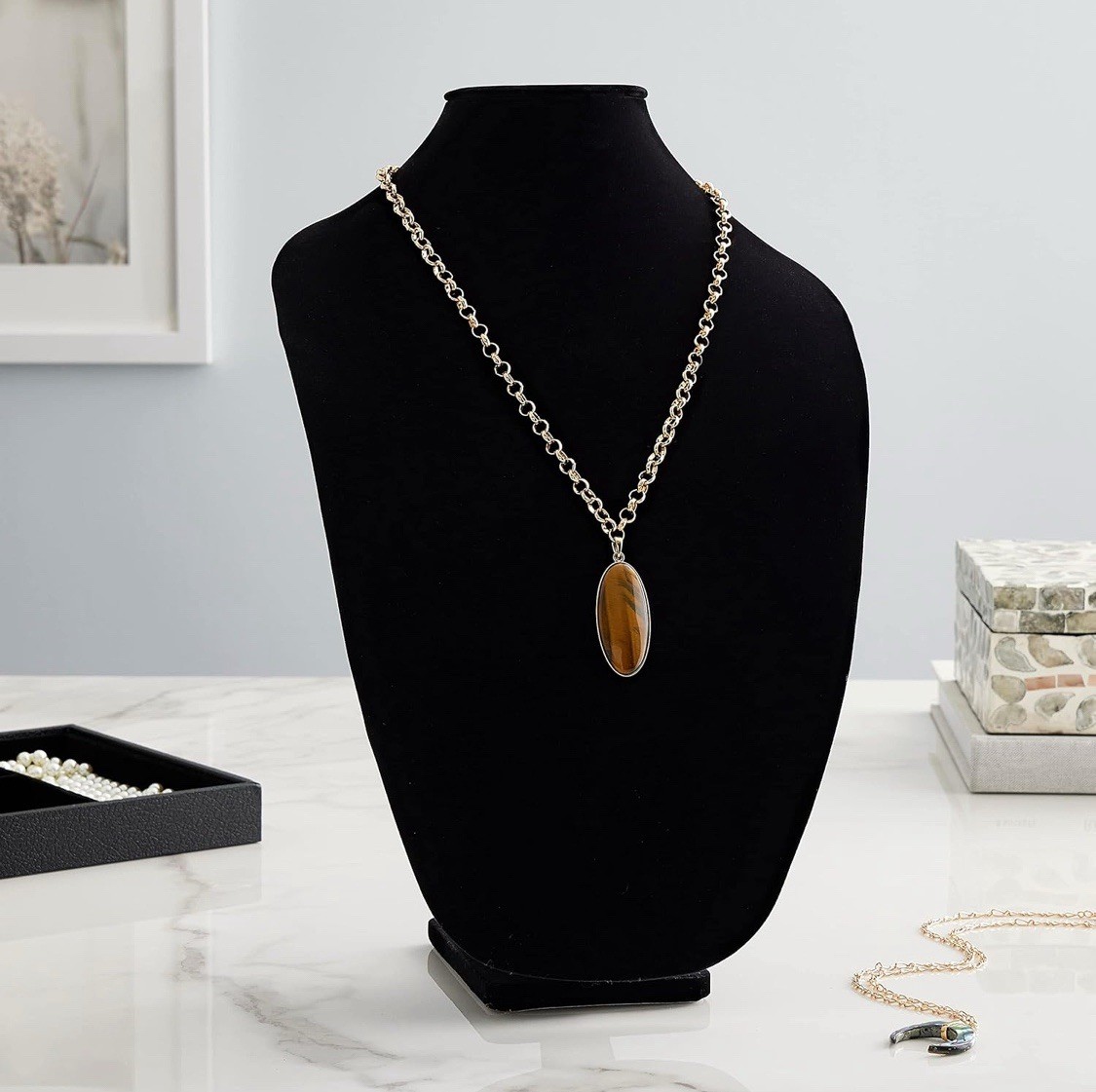 Velvet Black Jewelry Neck Display Stand; 15” Jumbo Size