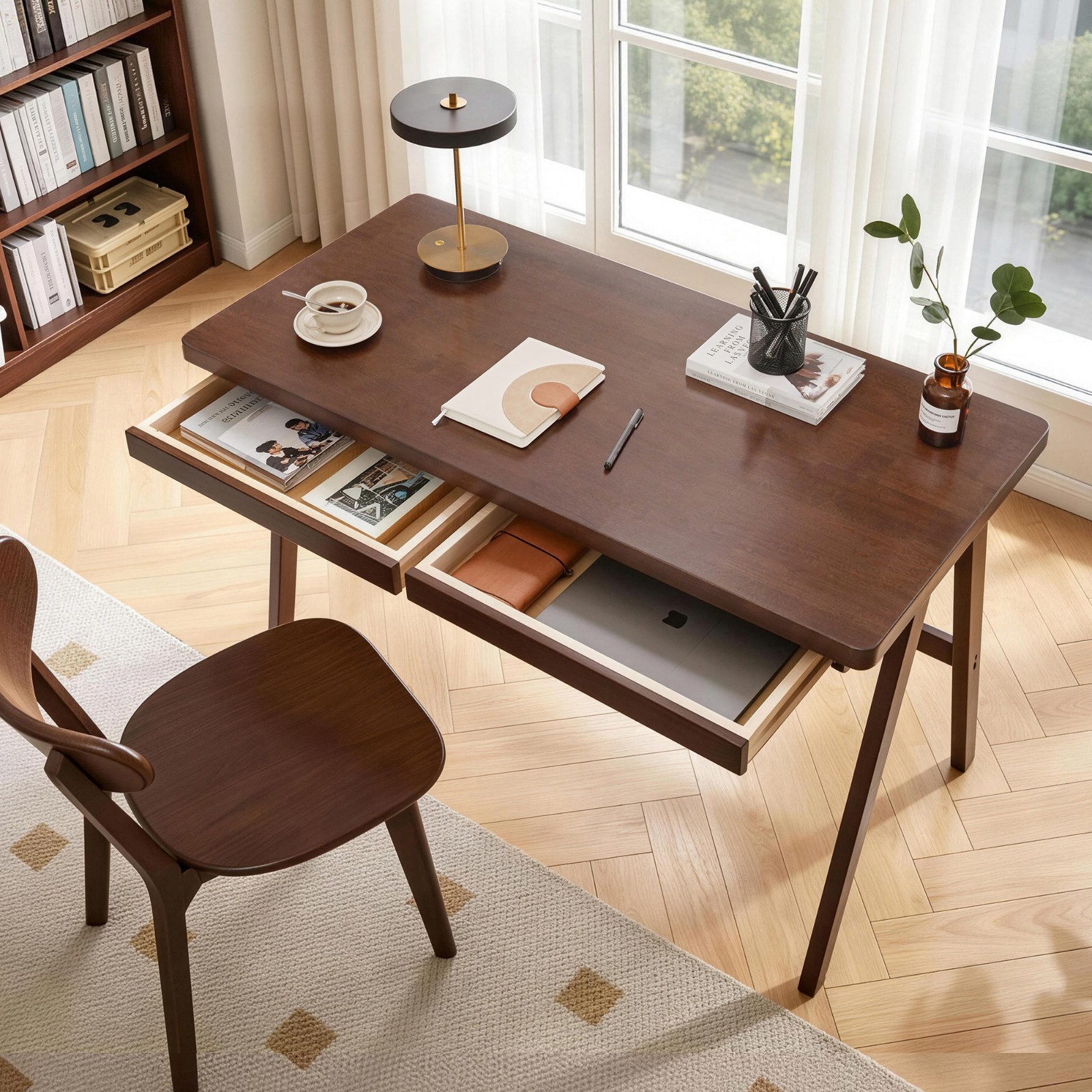 Retro Computer Desk Gaming Writing Study Table With Storage Drawers No Chair