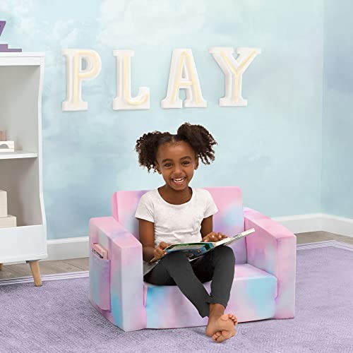Cozee Flip-Out Chair - 2-in-1 Convertible Chair to Lounger for Kids Pink Tie Dye