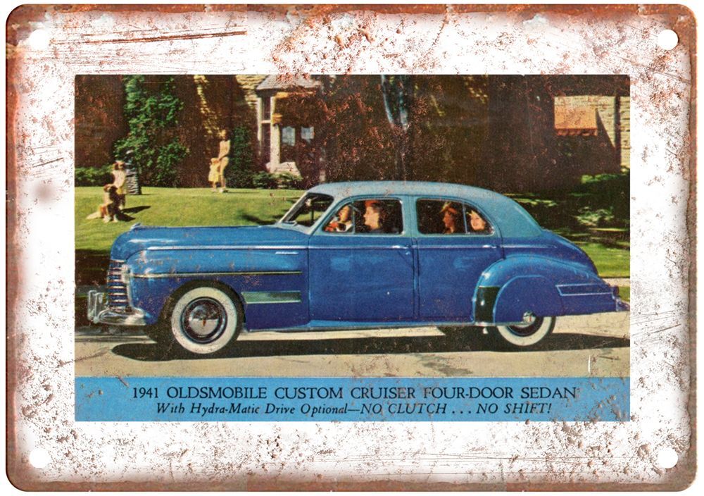 1941 Oldsmobile  Cruiser  Sedan Vintage Ad Retro Look Metal Sign A4891