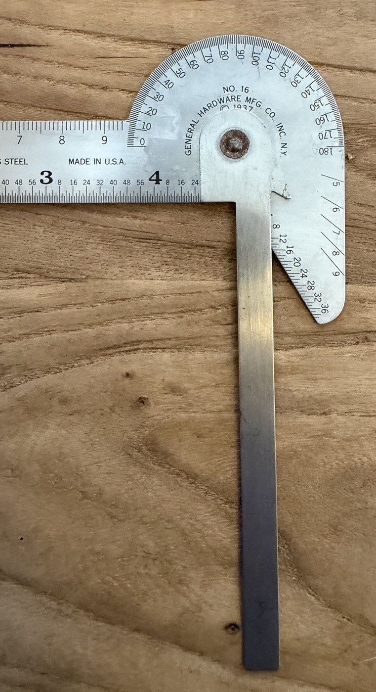 🗽GENERAL No. 16 RULE GAGE PROTRACTOR DRILL POINT CENTER EXCELLENT CONDITION