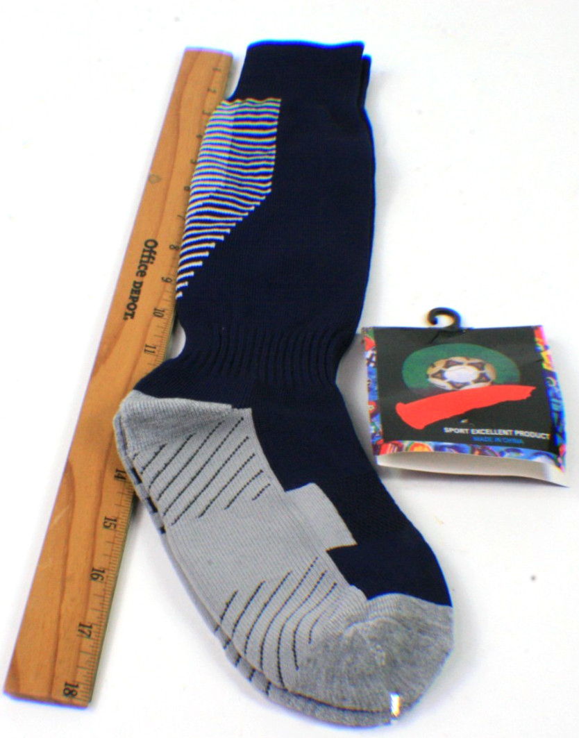 Xiong Bang Sport Soccer Athletic Socks Black / White Calf Stripes Below Knee NEW