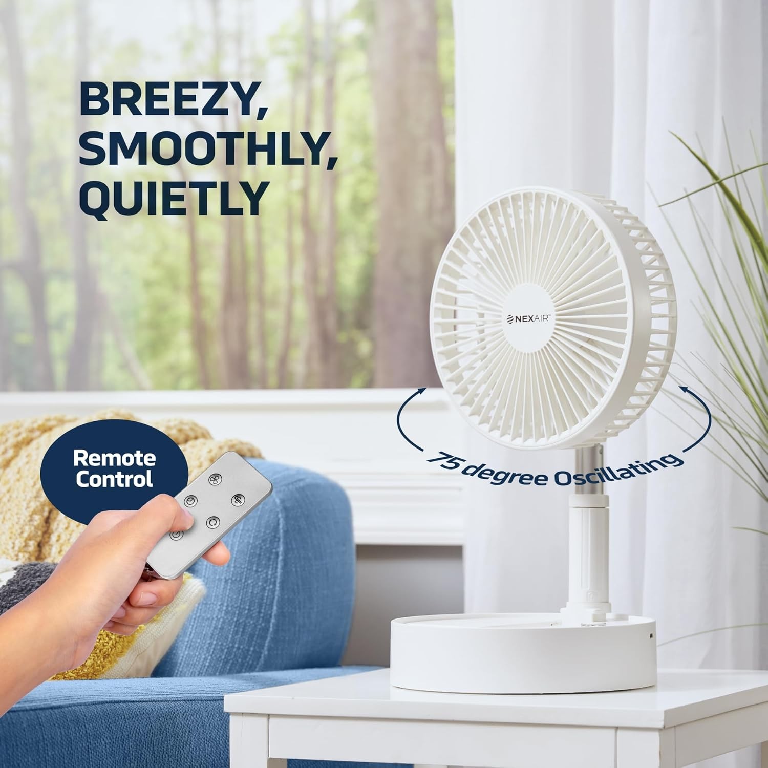8" Foldable Fan, Oscillating 4 Speed Portable Fan Adjustable Height