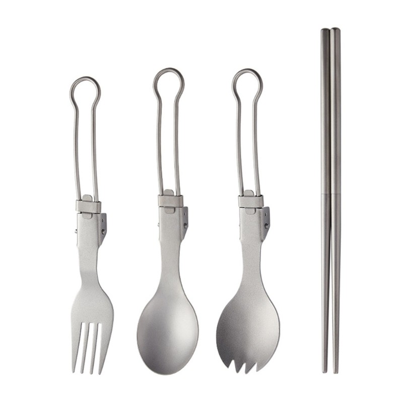Camping Cutlery Set Fork Spoon Chopstick Folding Utensils for Outdoor Picnic