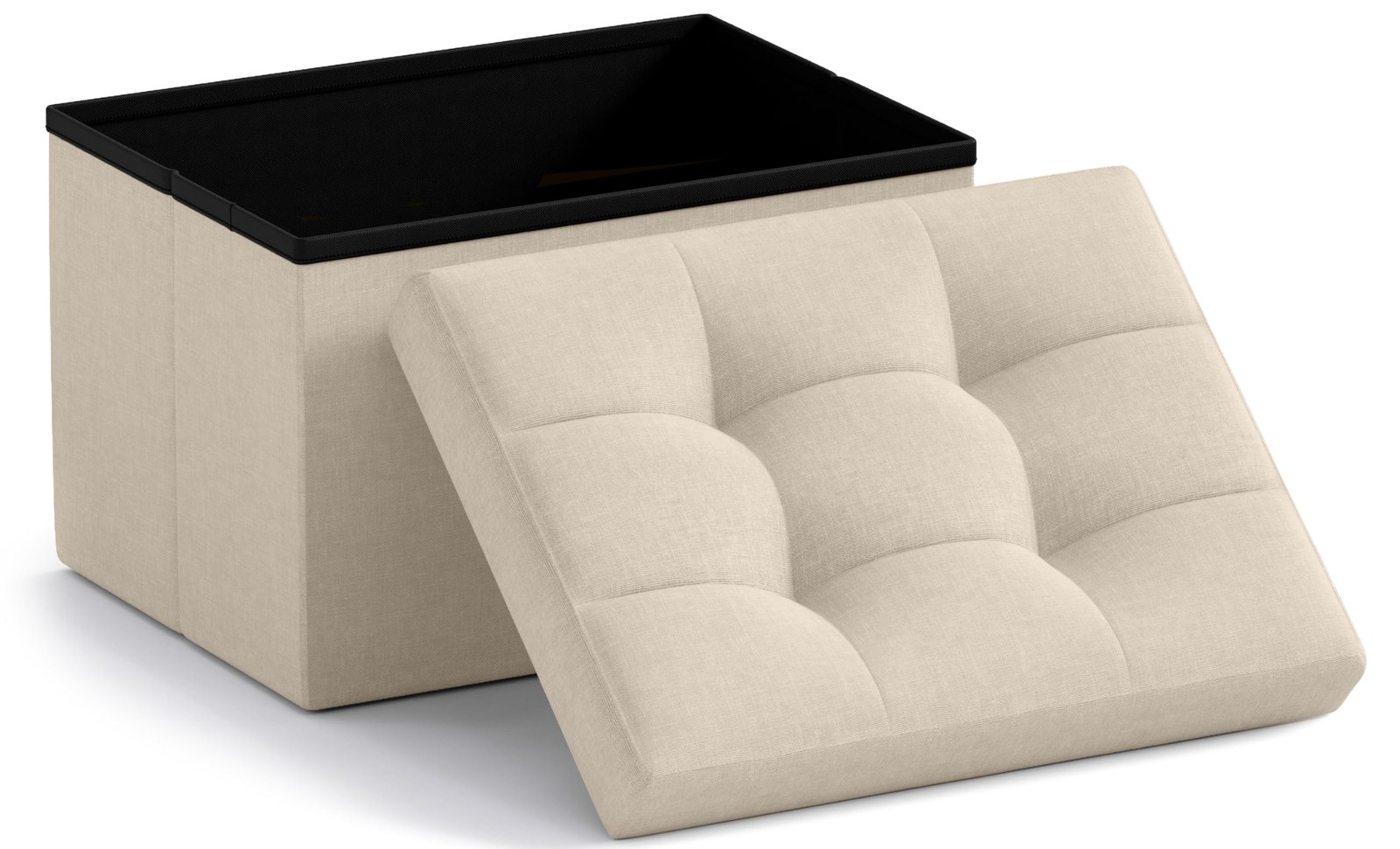Ornavo Home Small Storage Ottoman Foldable Collapsible Rectangle Linen Ottoma...