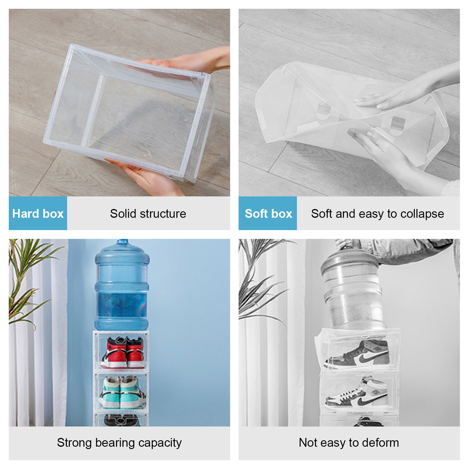 12PCS Shoe Containers Transparent-Front Door Open Acrylic Shoe Display Cabinet