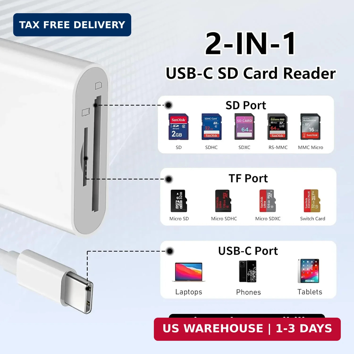 SD Card Reader for iPhone 15/16/17, Sd Card Reader USB C,Micro Sd Card Reader fo