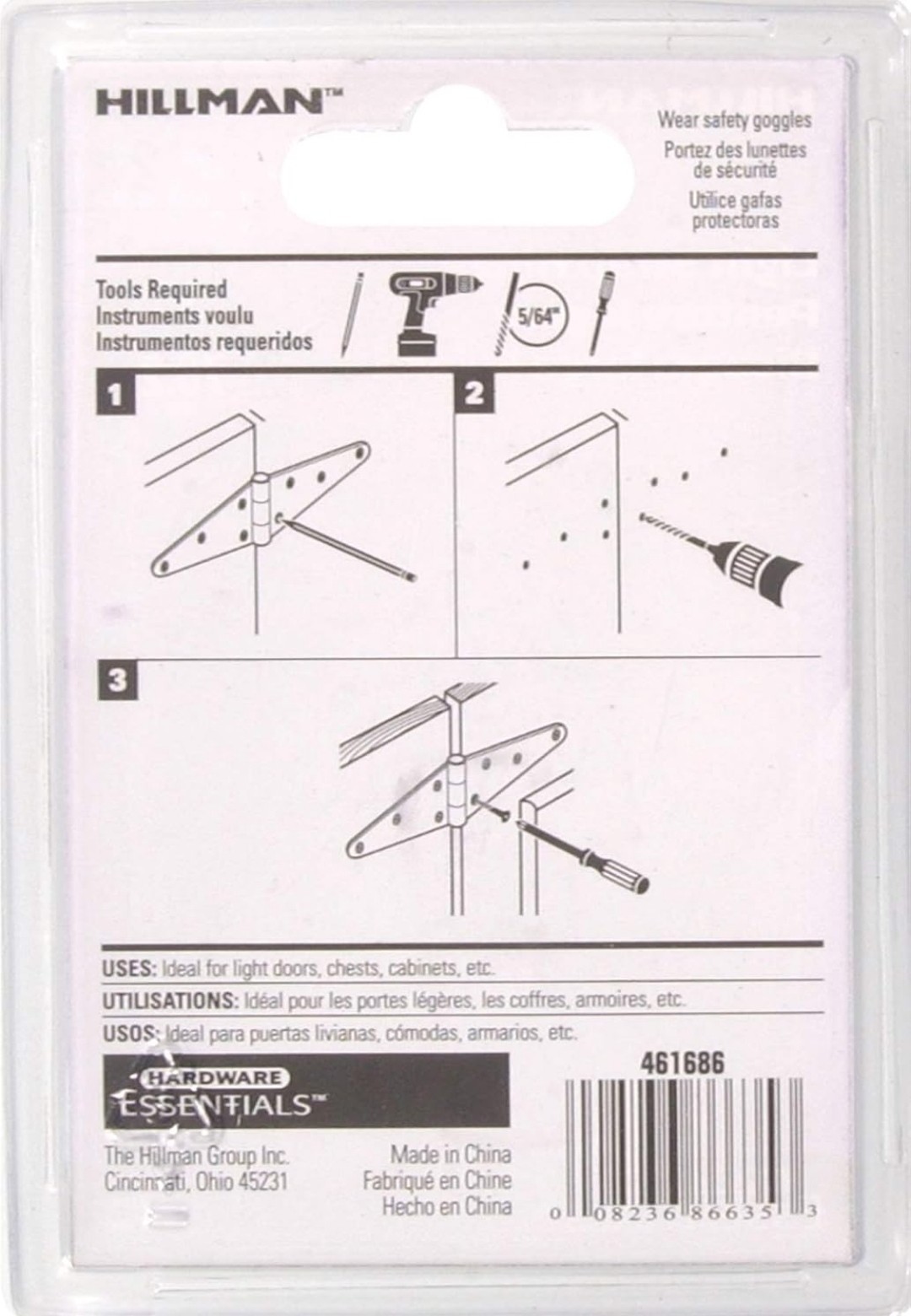Hardware Essentials 851663 Light Strap Hinges Zinc 3" -2 Pack