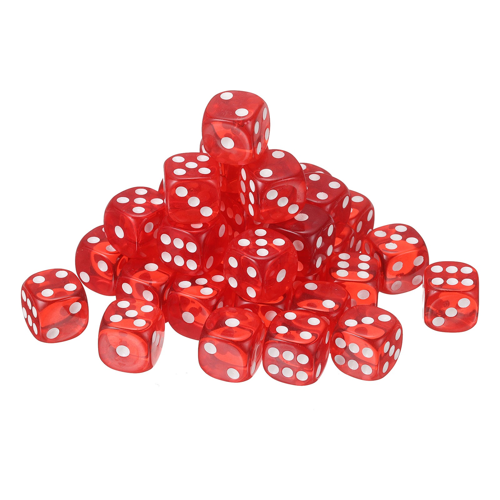 50Pcs 6 Sided Acrylic Dice 16mm/0.63" Rounded Corner Translucent Dice Red