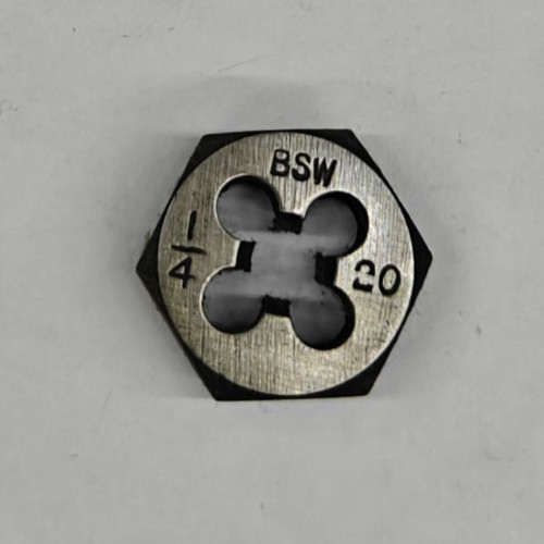 1/4"-20 BSW Hex Die 0.71" OD Carbon Steel - British Standard Whitworth