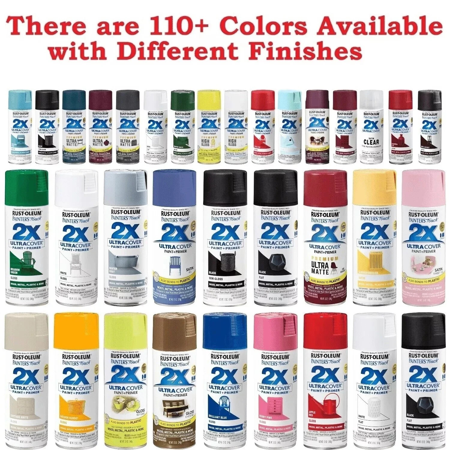 Rust-Oleum Painter's Touch 2X Ultra Cover Spray Paint, 12 oz, 110+ Colors
