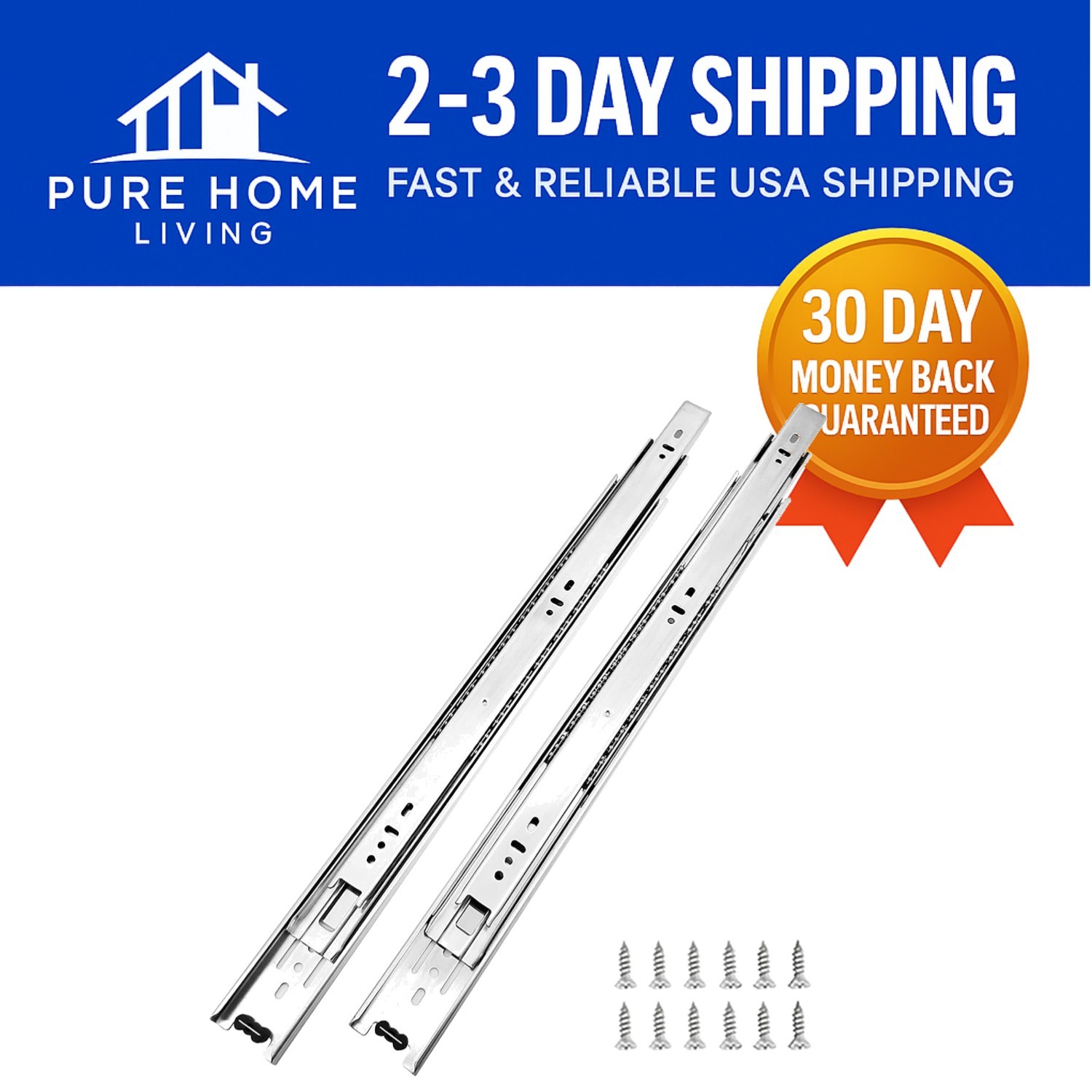 6 Pairs of 14'' Zinc Plated Ball Bearing Drawer Slides - Maximum 100 LB Capacity