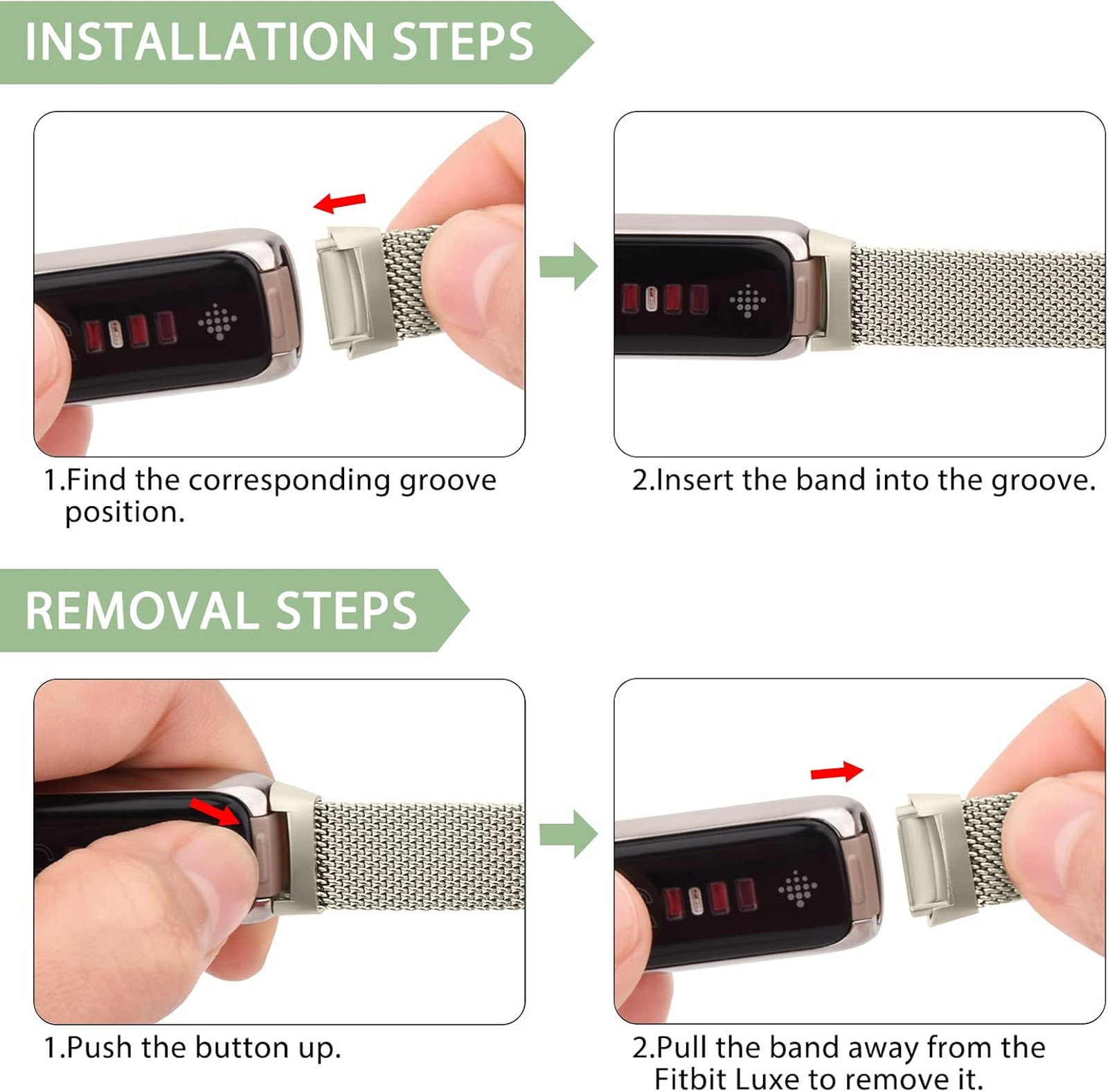 Stainless Steel Band Compatible with Fitbit Luxe Adjustable Mesh Loop Strap