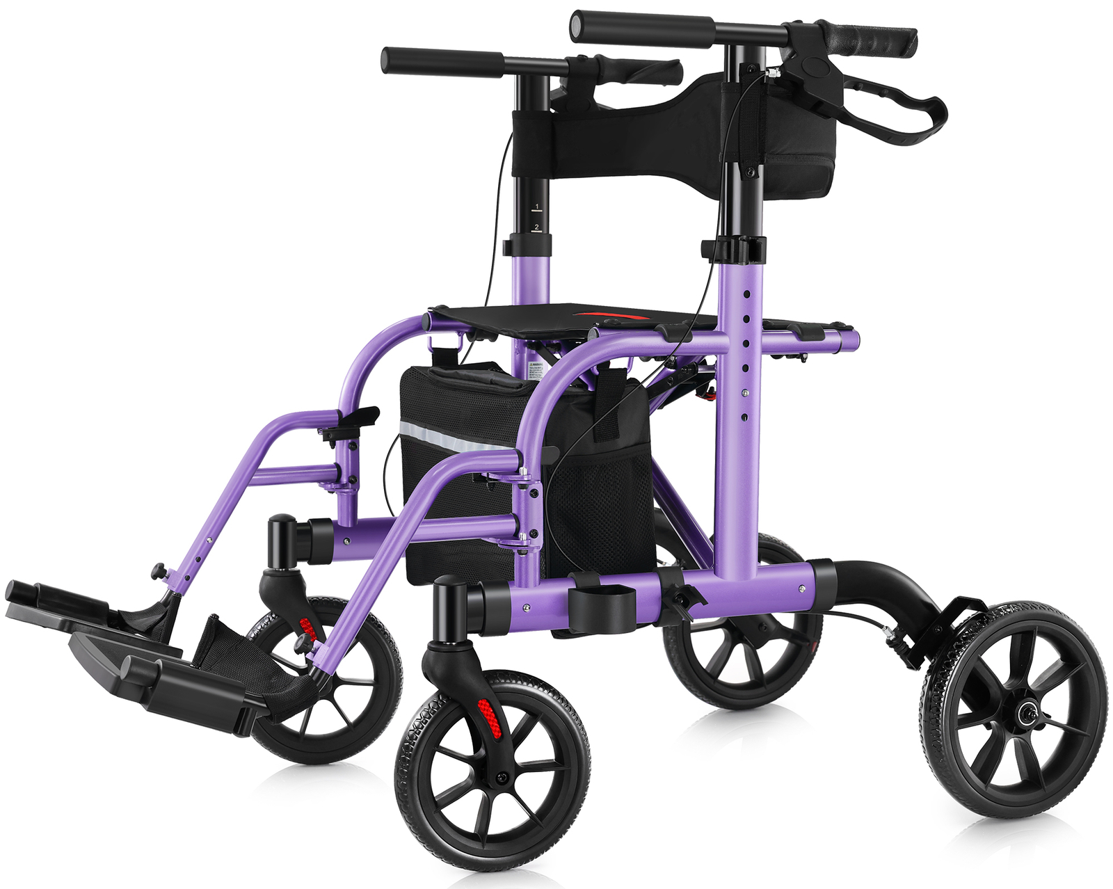 2in1 Medical Rollator Walkers for Seniors with Seat and 10 inch Wheels Aluminium
