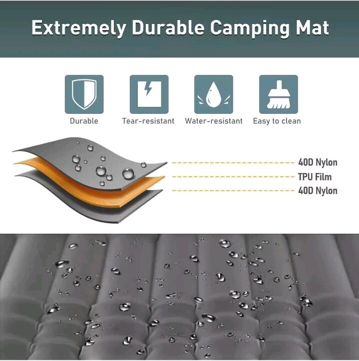Elegear Double Sleeping Pad for Camping, 4" Ultra-Thick Self Inflating Size FULL