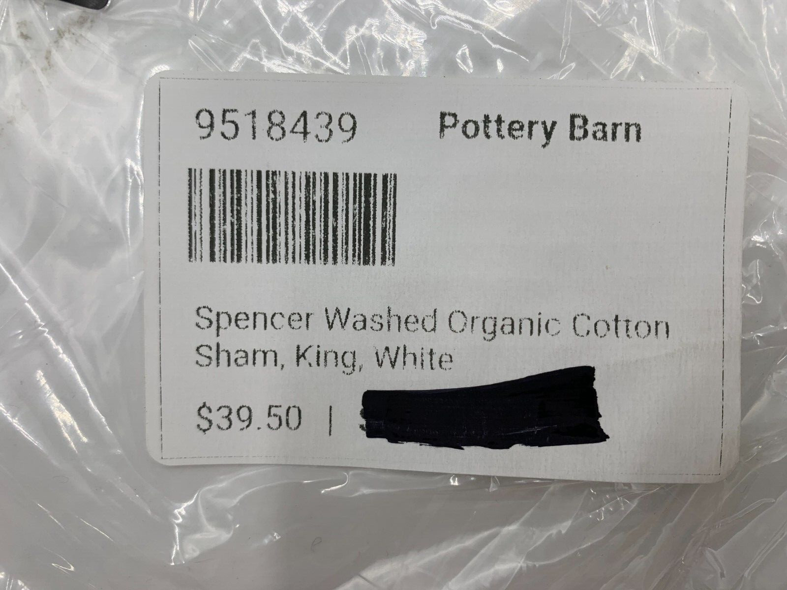 Pottery Barn Spencer Washed Organic Cotton Percale Sham King White #H220