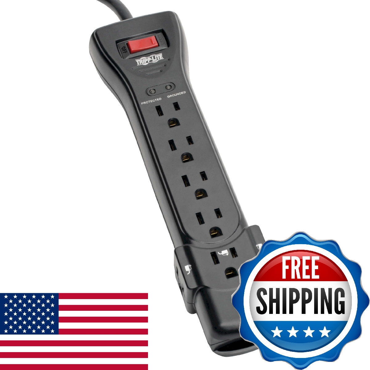 Eaton Tripp Lite SUPER725B 7 Outlet Flat Plug 25ft Surge Protector Power Strip