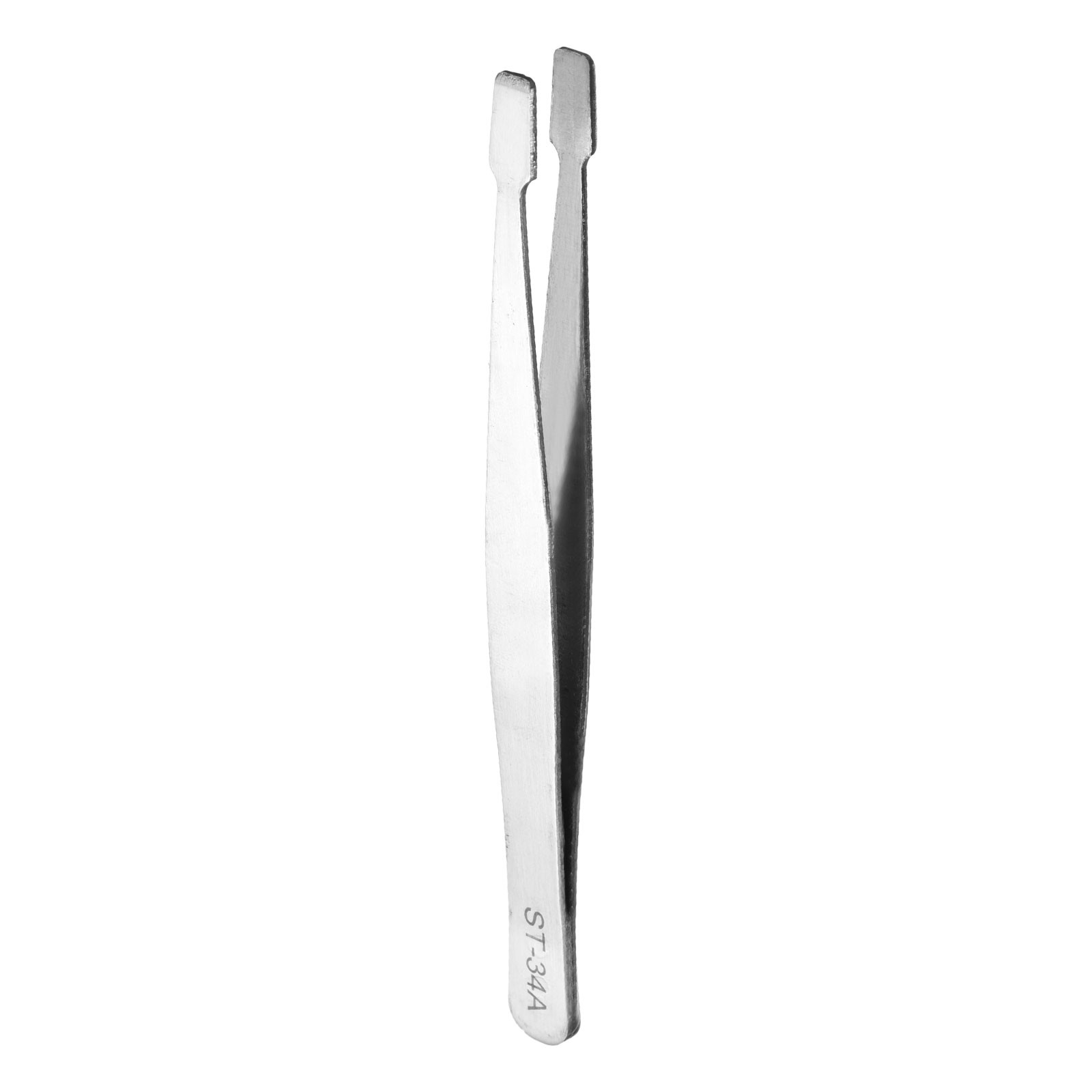 ST-34A Precision Tweezers 410 Stainless Steel Flat Tip Tweezer, Silver