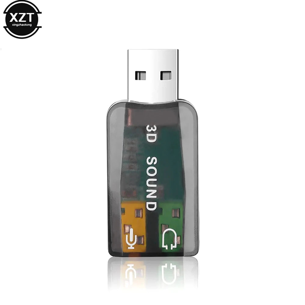 USB 5.1 Channel External Sound Card Adapter 3D Audio Stereo Headset Mic