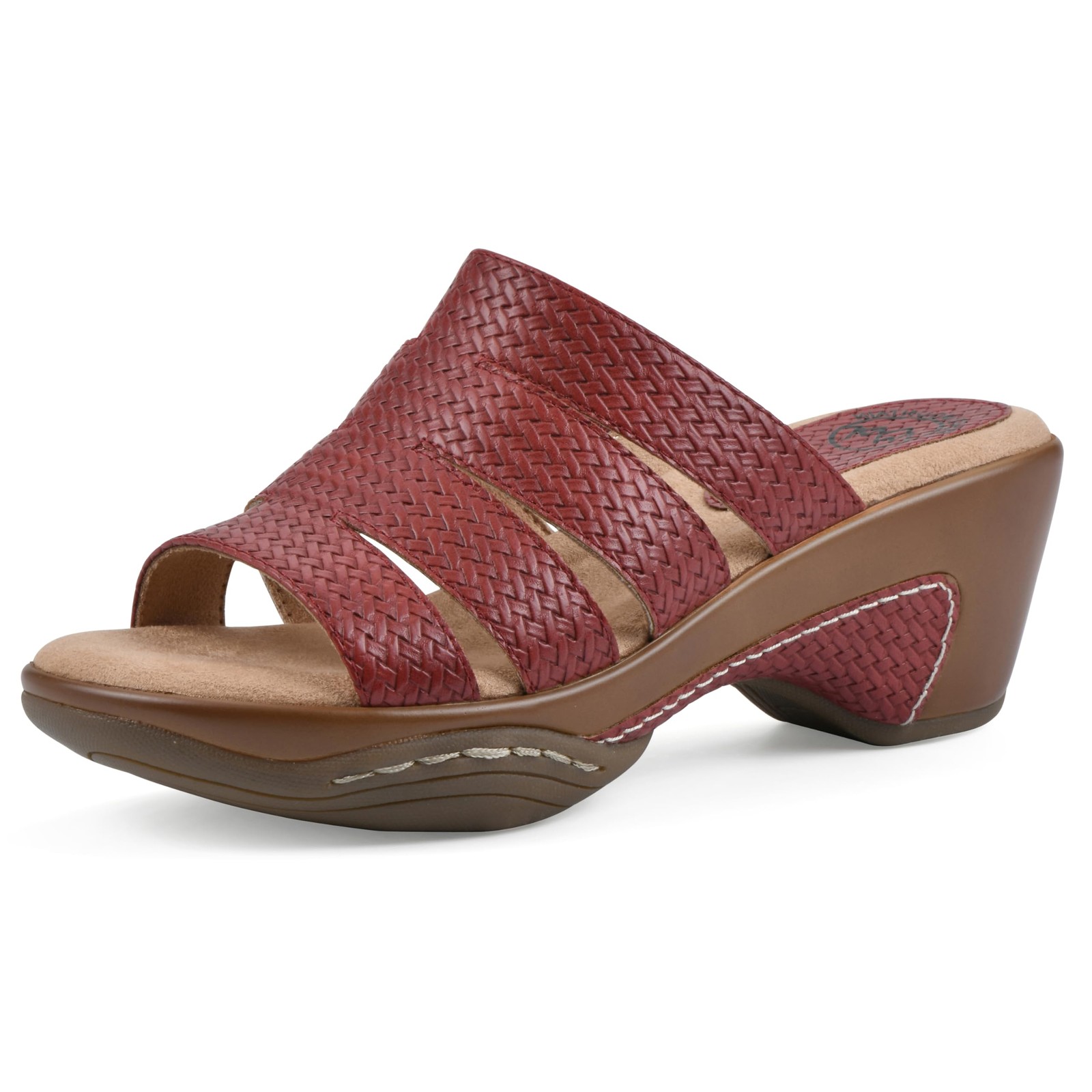 WHITE MOUNTAIN Women's Valora Strappy Clog Sandal, Red/Woven, 9 W
