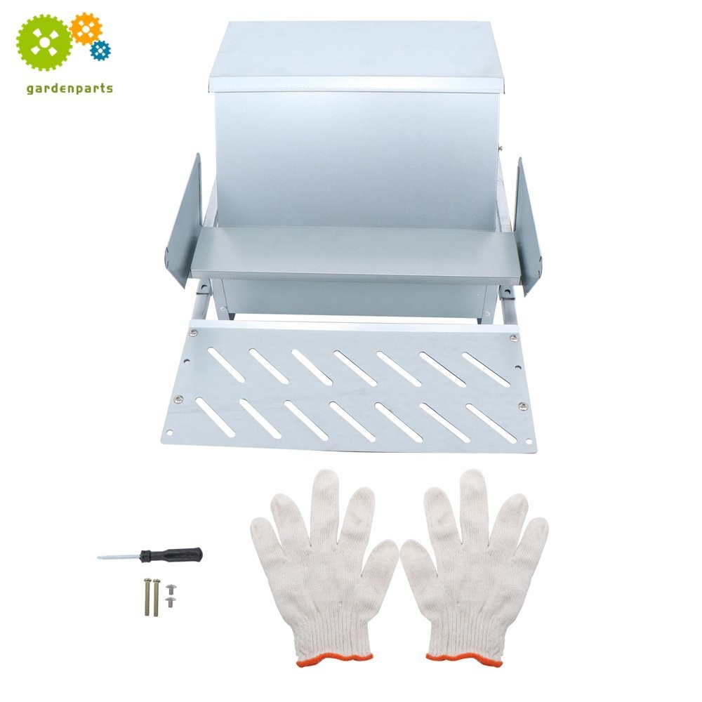 20lb Automatic Chicken Feeder Galvanized Steel Poultry Feeders For 6-12 Chickens