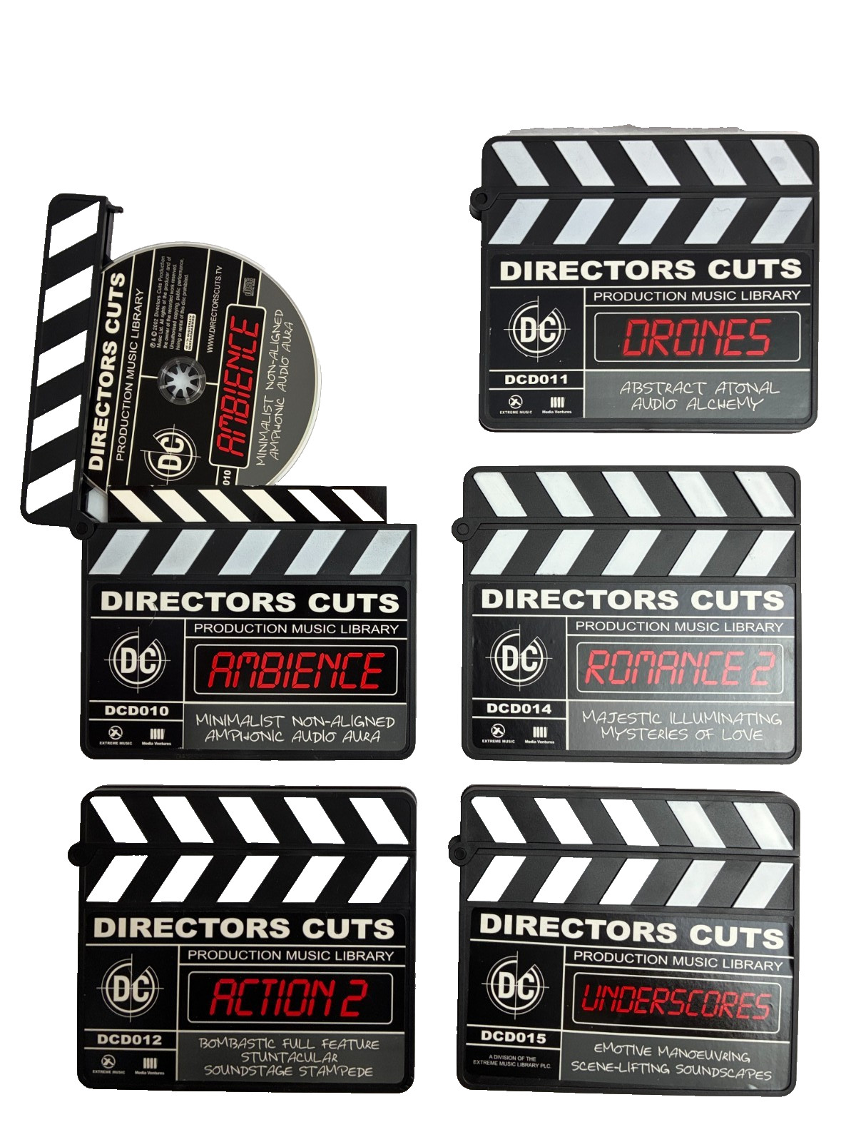 5 Extreme Music Director's Cut CDs Ambience Drones Action 2 Romance 2 Underscore