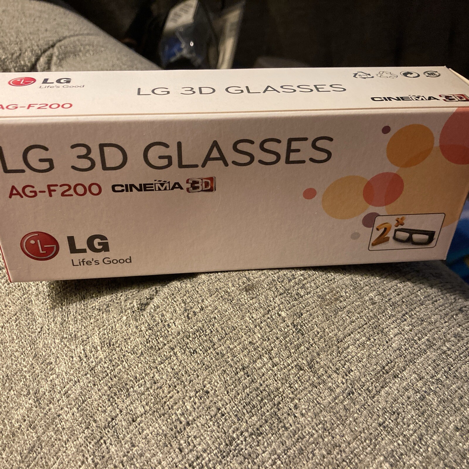 LG 3D Glasses  AG F200 Cinema Glasses 2 Pair NEW STYLE: 1 ORANGE, 1 WHITE