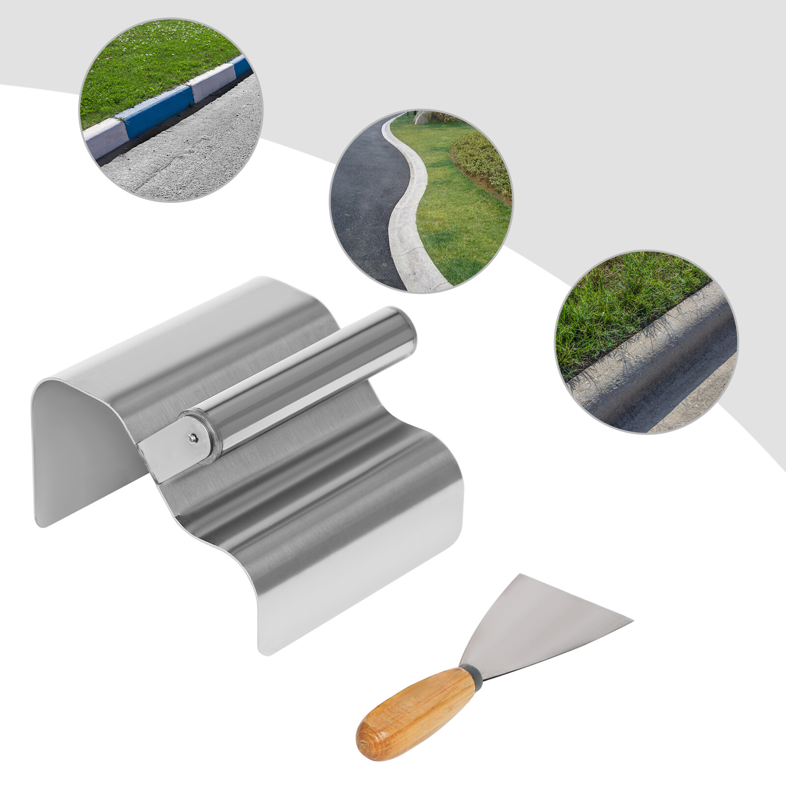 Landscape Curb Trowel Concrete Curbing Trowel with Putty Blade Stainless Steel