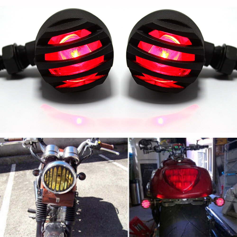 Motorcycle Grill Bullet Blinker Turn Signal Lights For Bobber Chopper Cruiser US