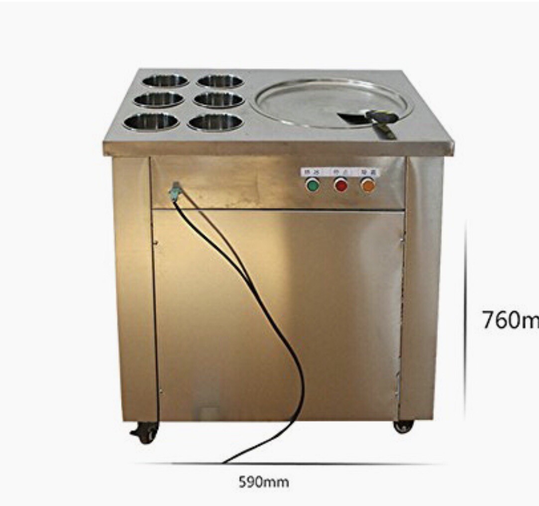 Nitrogen - Fried Ice Cream machine Ice Cream with 1 Pan Six Buckets 220V