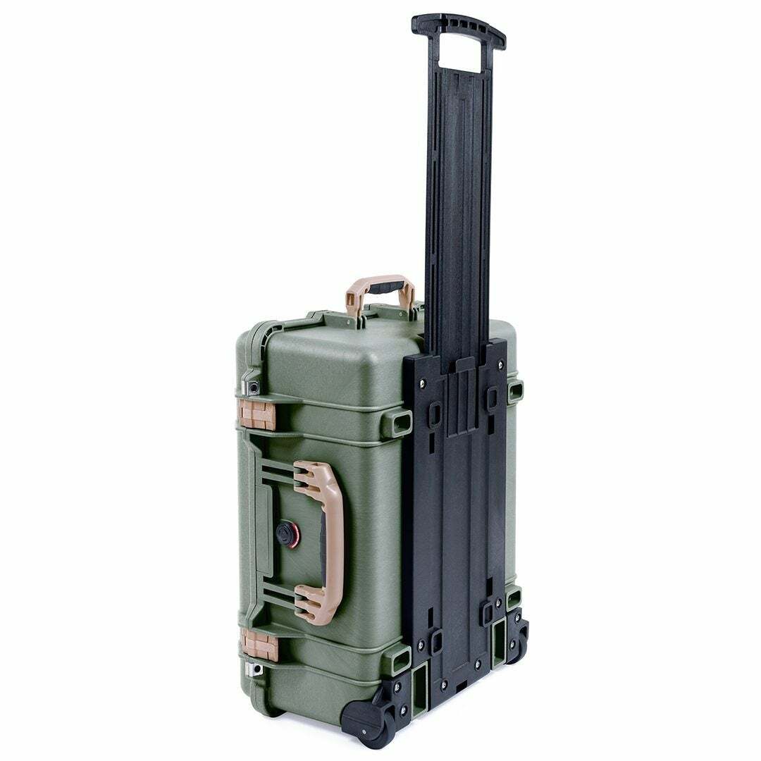 OD Green & Tan Pelican 1560 Case.  No Foam - with wheels.