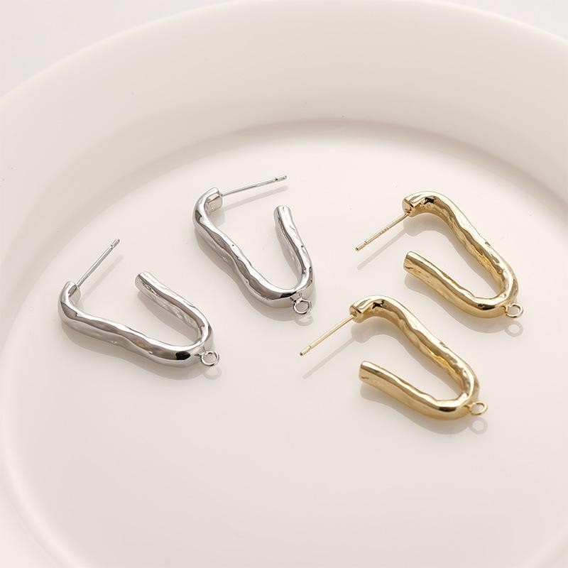 One Pair 14K Gold Plated Earrings Component, Minimalist Earrings Connector, U S