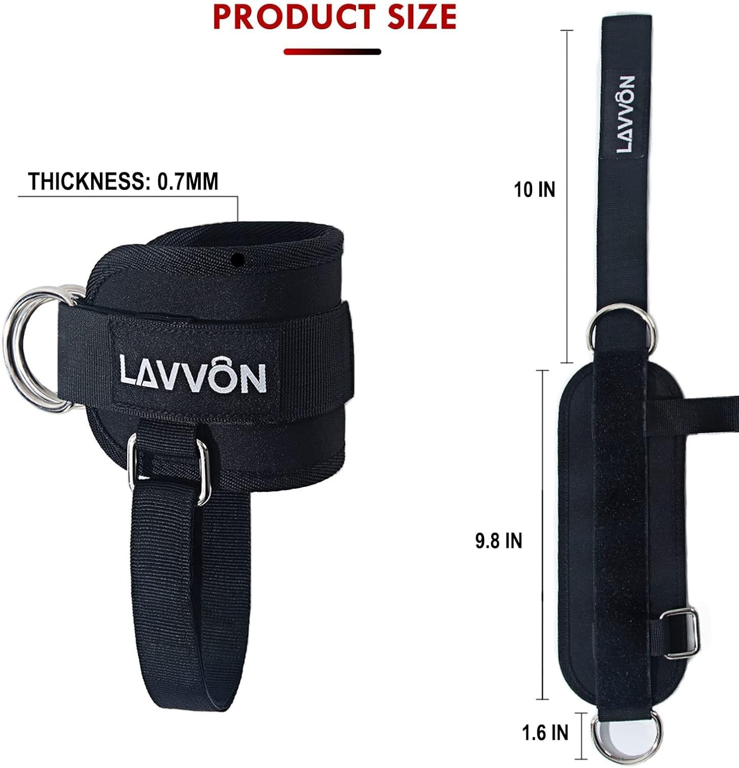 Adjustable Ankle Straps for Cable Machines - Ankle Cuff Attachments for Gym
