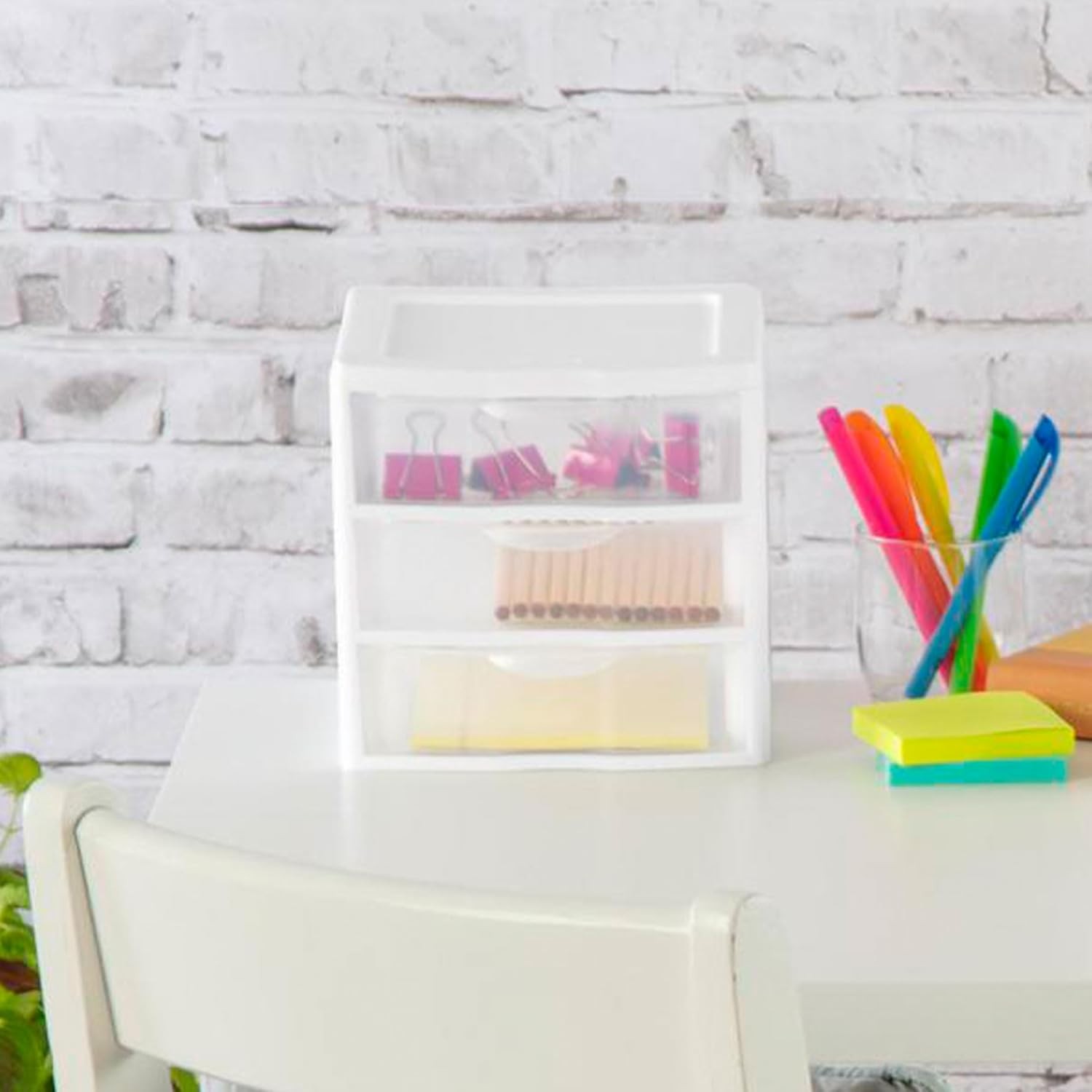Sterilite Clearview Plastic Multipurpose Small 3 Drawer Desktop Storage Organiza