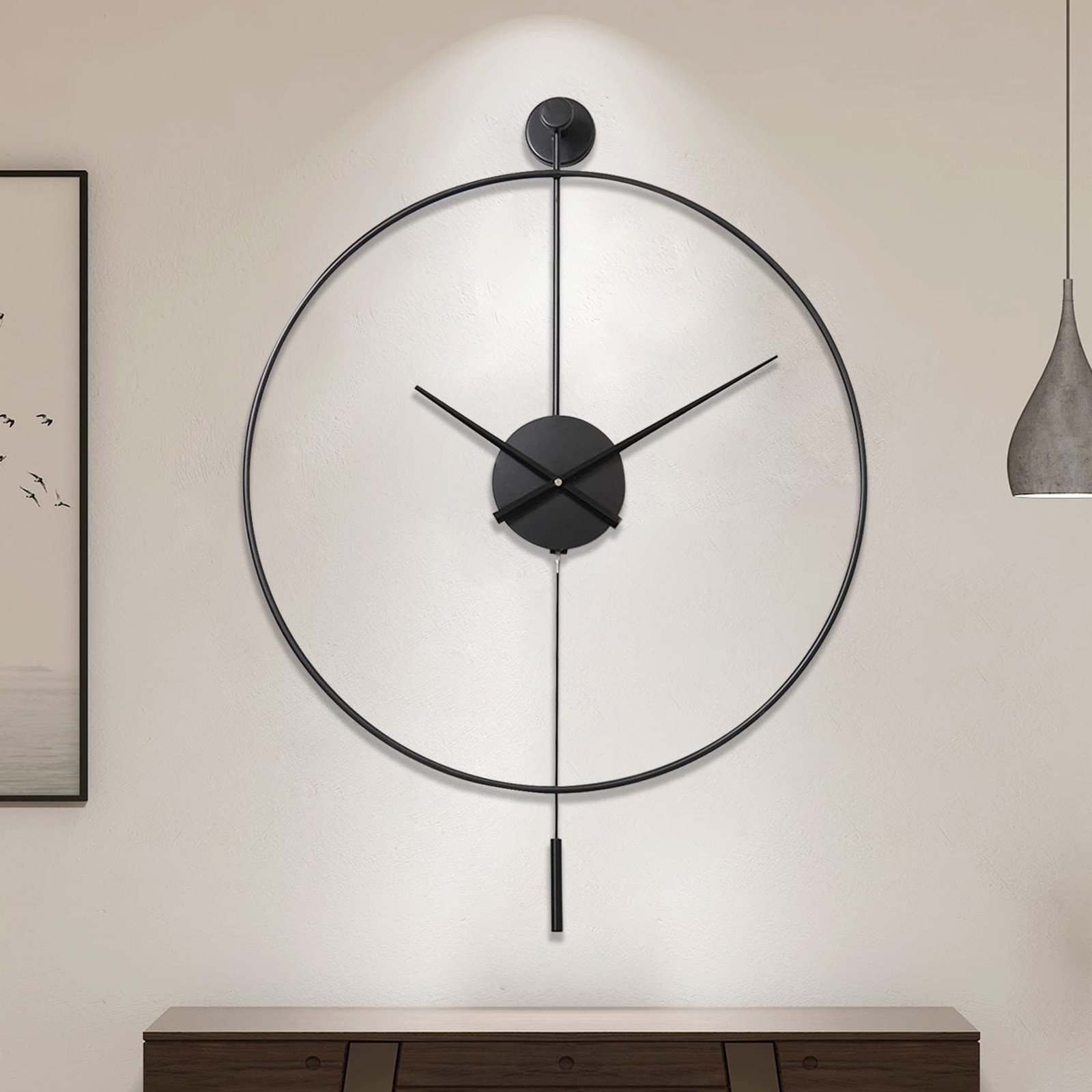 YISITEONE Classical Large Decorative Wall Clock with Pendulum, Modern Non-Tic...