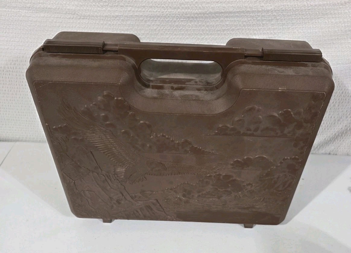 Doskocil Hard Plastic Pistol Gun Case Eagle Design Mold on Front Brown