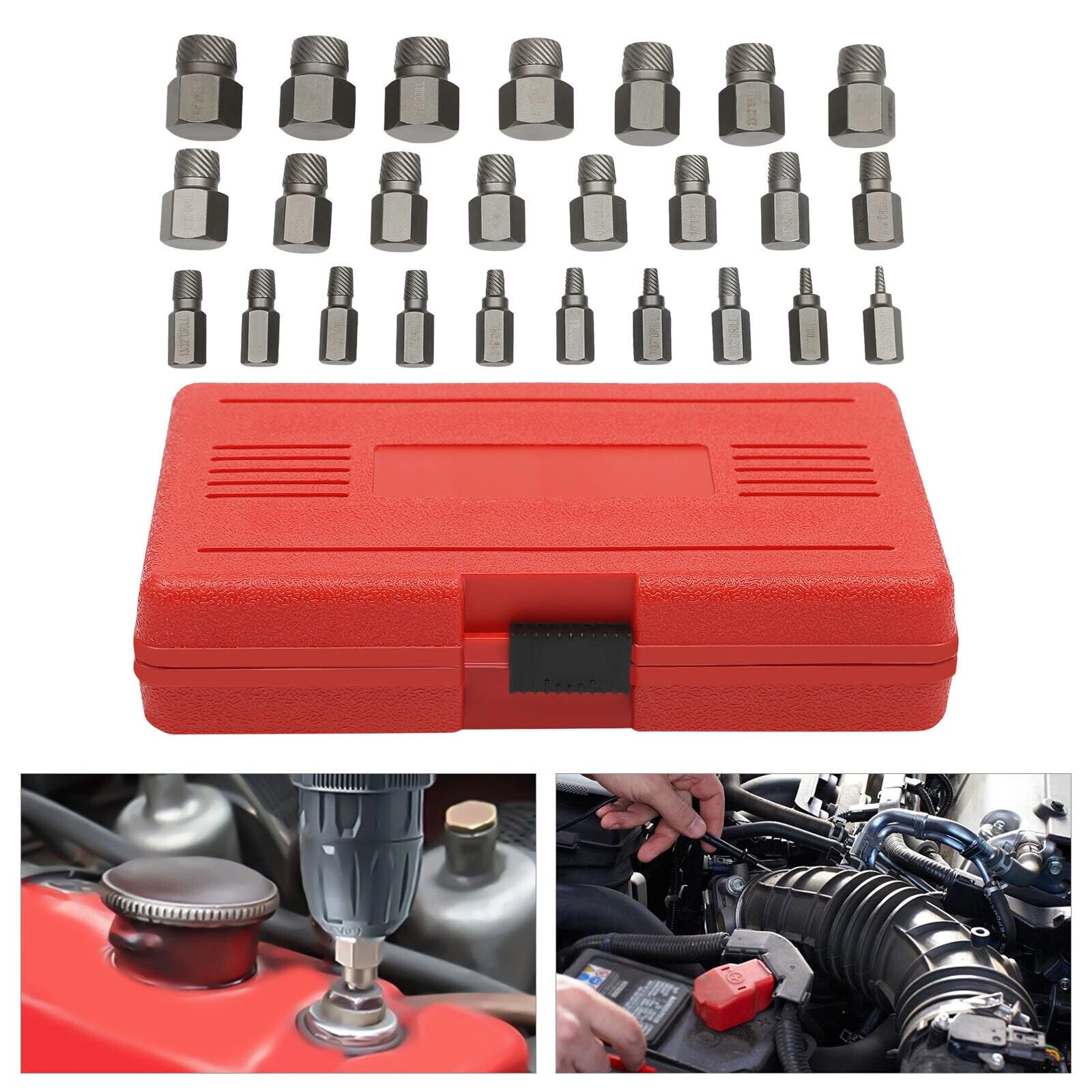 25Pcs Screw Extractor Set Hex Head Multi-Spline Easy Out Bolt Extractor Set