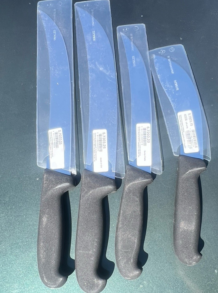 Lot of 4 Victorinox Fibrox Curved Boning Knives 10” 8” 6” NSF Switzerland