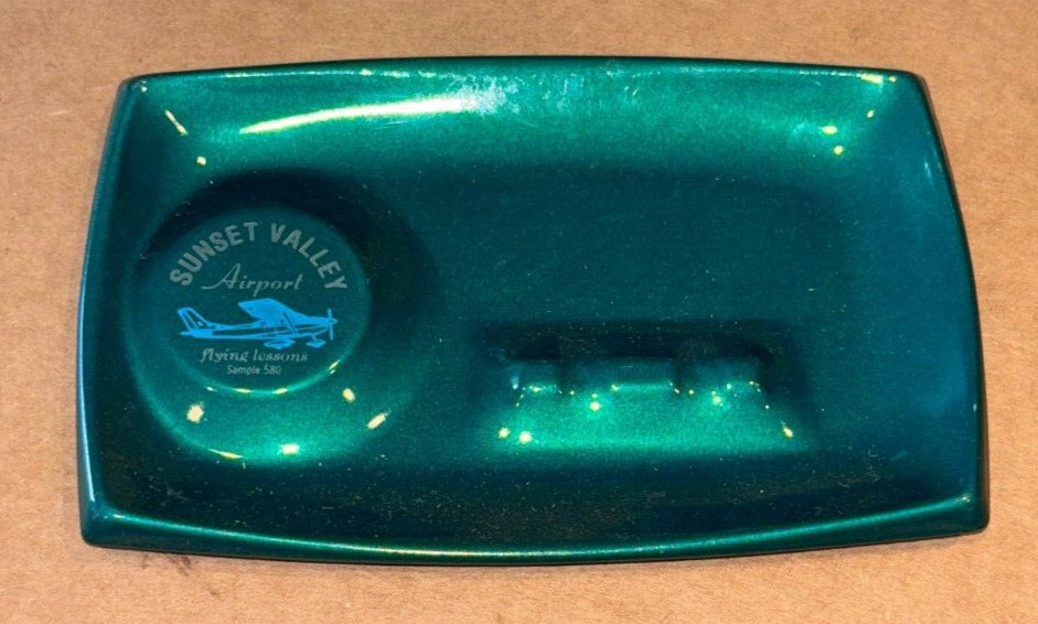 SUNSET VALLEY AIRPORT / FLYING LESSONS, Tin Ashtray (6 x 3-3/4 Inches)