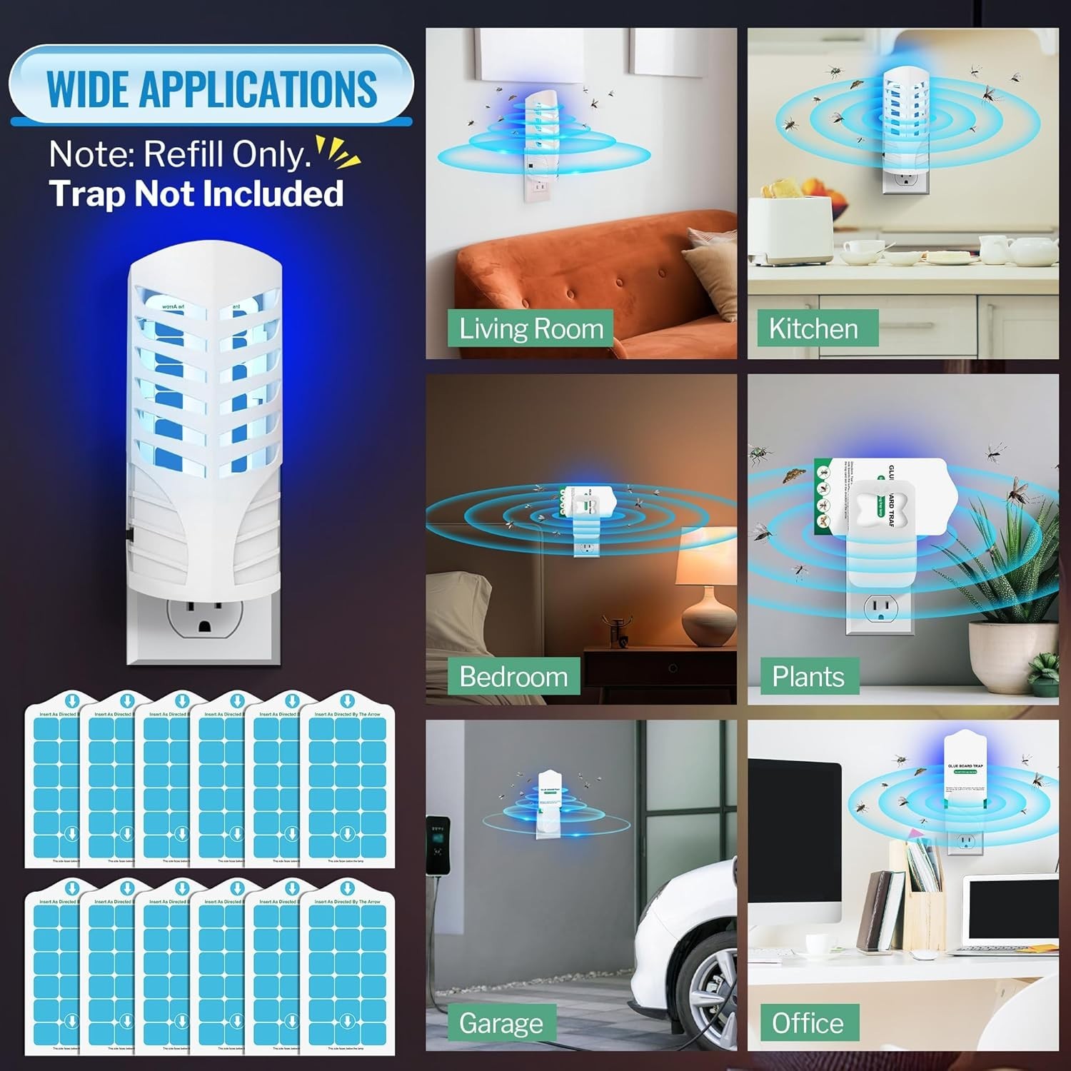 Maximize Insect Control with 12 Pack VEYOFLY Trap Refills - Dual-Sided Adhesive