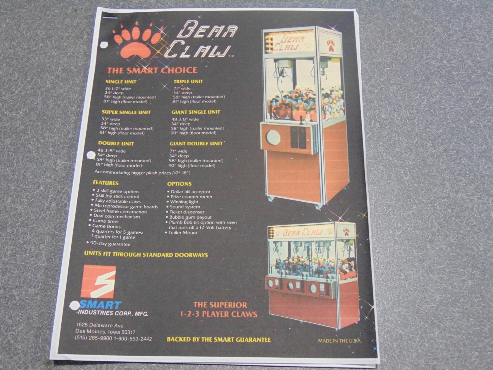 Bear Claw Crane Claw Machine Manual. Rare Find. Full Detailed Copy & Schematics