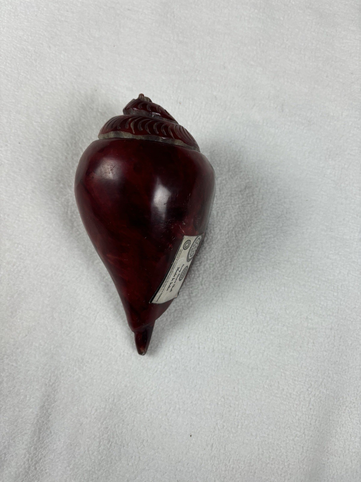 Hand Carved Soapstone Shell Decor Box Made in India Red Stone