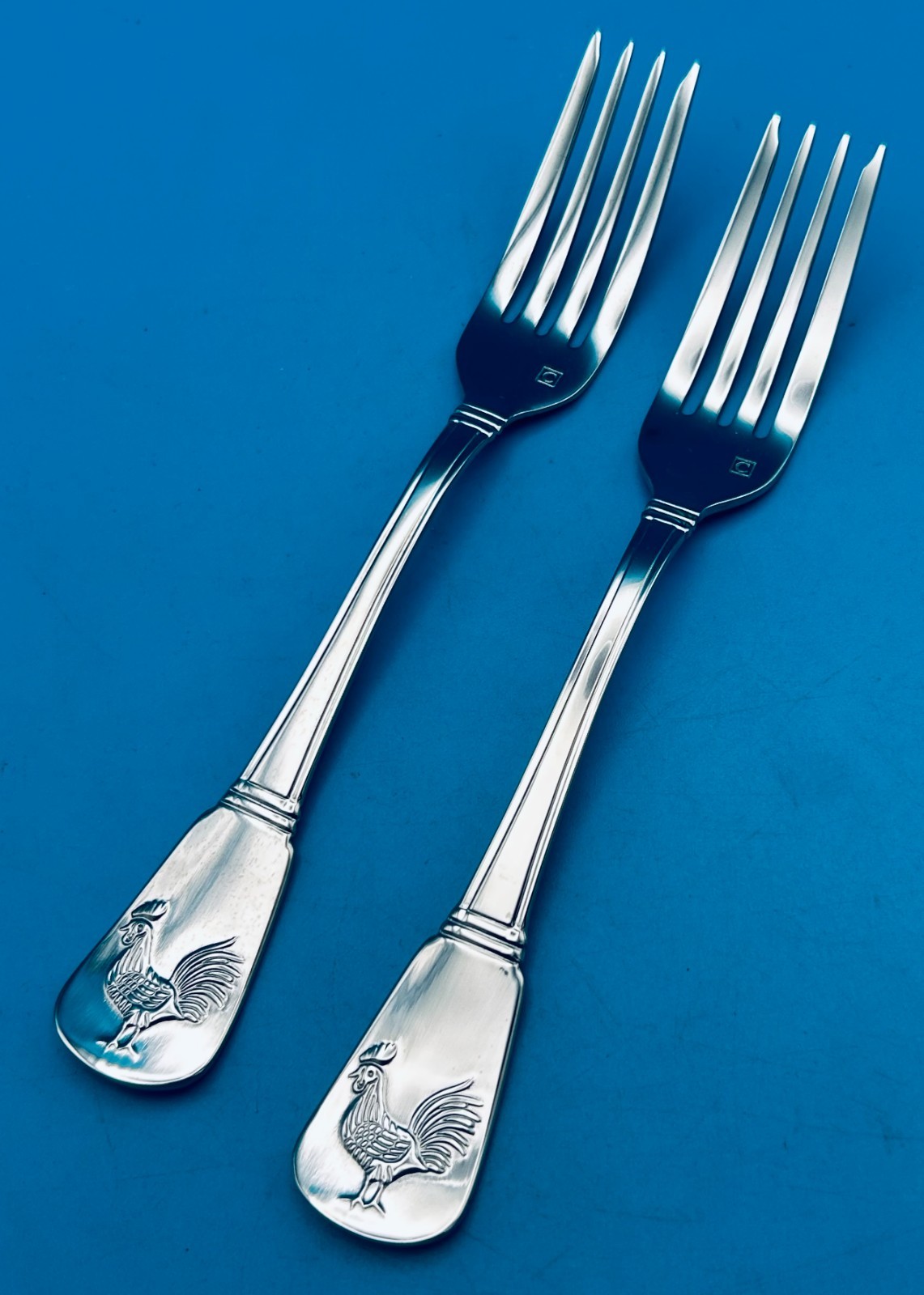 NEW  2 TWO CUISINART ELITE FRENCH ROOSTER Salad Forks 7 1/4" Stainless Flatware