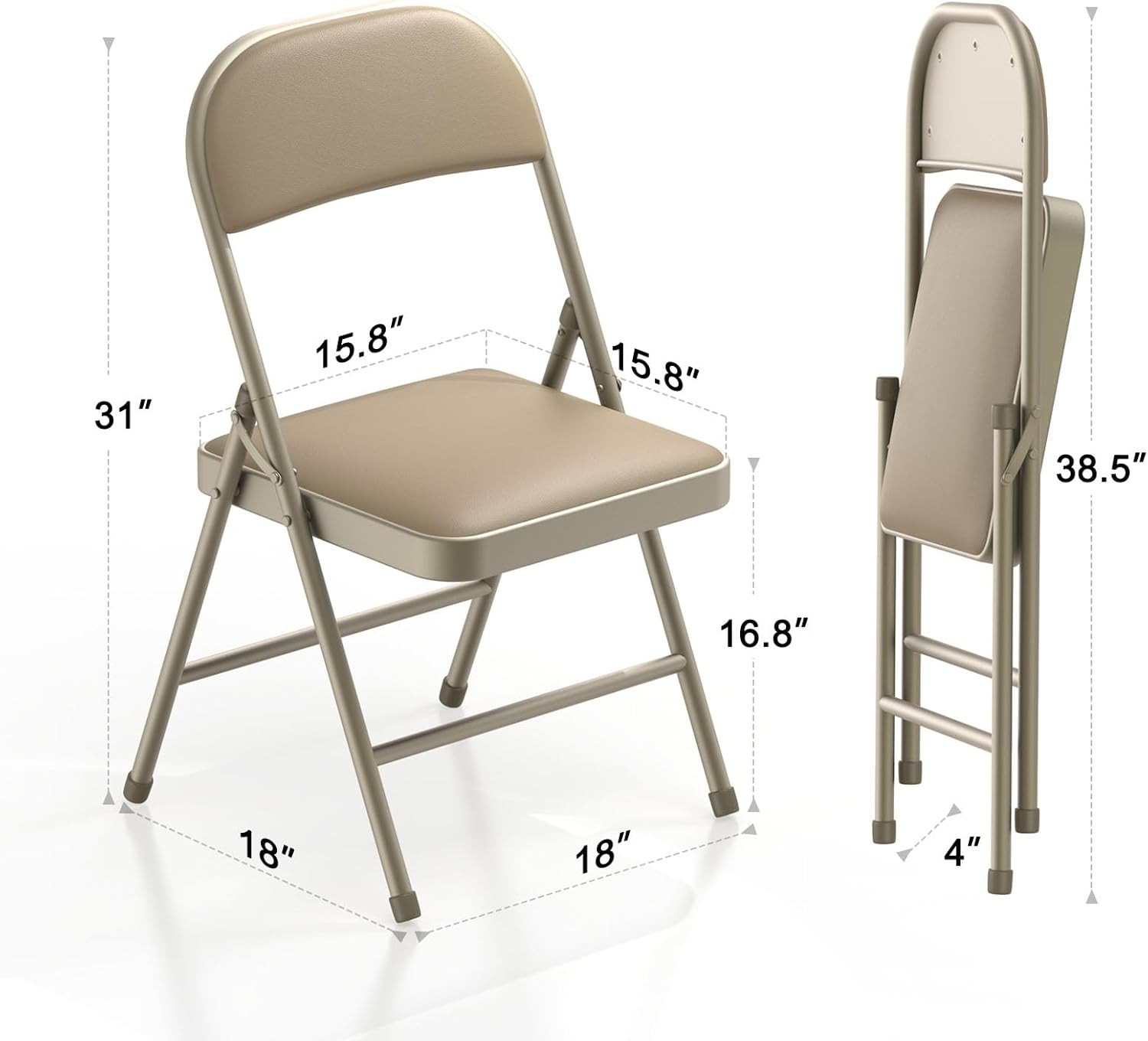 4 Pack Folding Chairs with Padded Vinyl Cushion Chairs with Comfortable Cushion
