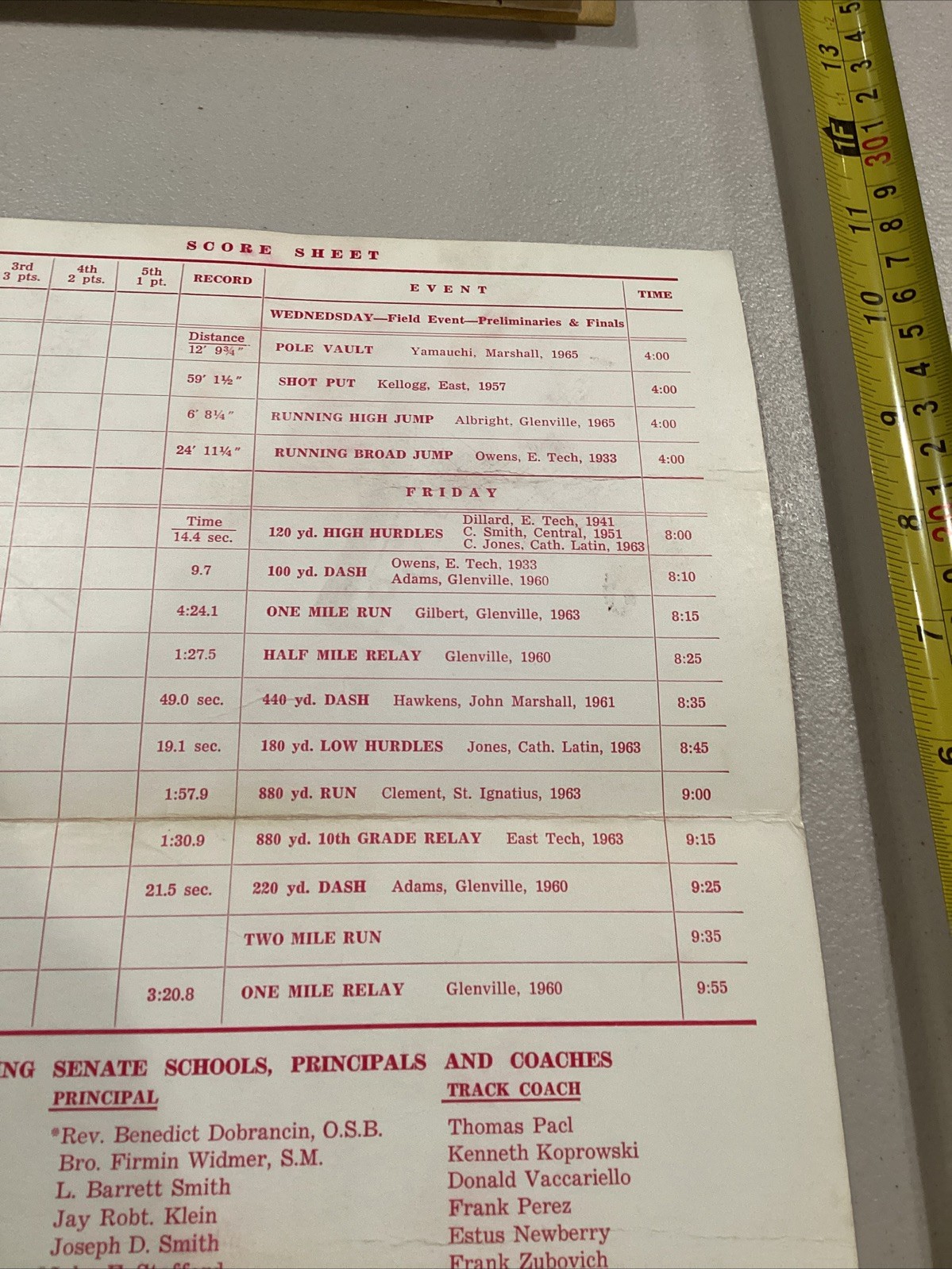1966 66th Annie, Senate Track & Field Meet West Tech Field Program Scorecard