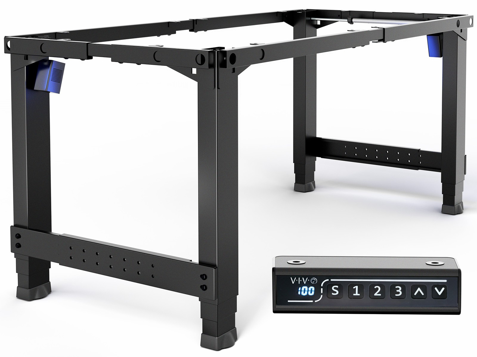 VIVO Black Premium Electric Dual-Motor Height Adjustable 4-Leg Desk Frame
